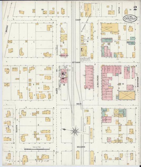 Sanborn Fire Insurance Map from Earlville, La Salle County, Illinois (1905), Sheet #0002 - Historic Sanborn Fire Insurance Map Print, vintage old map wall art, antique decor, genealogy gift, Illinois Illinois map