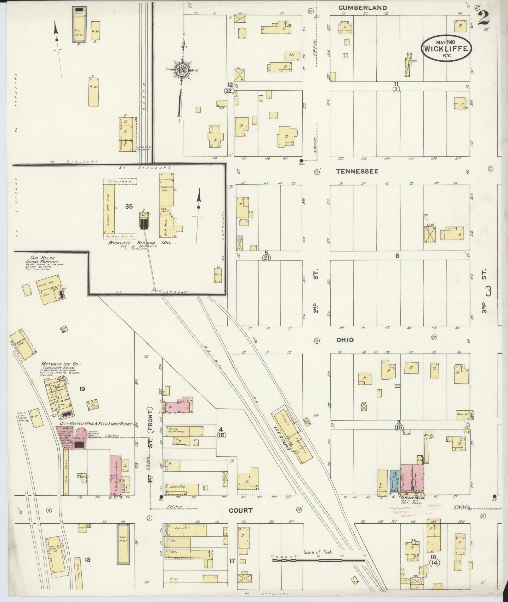Sanborn Fire Insurance Map from Wickliffe, Ballard County, Kentucky (1910), Sheet #0002 - Historic Sanborn Fire Insurance Map Print, vintage old map wall art, antique decor, genealogy gift, Kentucky Kentucky map