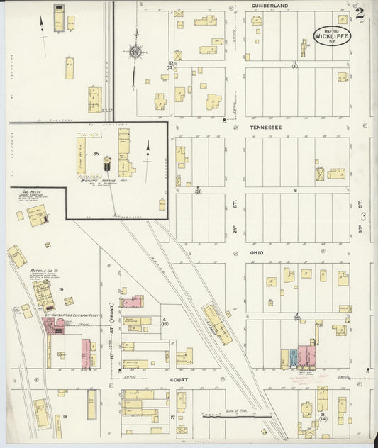 Sanborn Fire Insurance Map from Wickliffe, Ballard County, Kentucky (1910), Sheet #0002 - Historic Sanborn Fire Insurance Map Print, vintage old map wall art, antique decor, genealogy gift, Kentucky Kentucky map