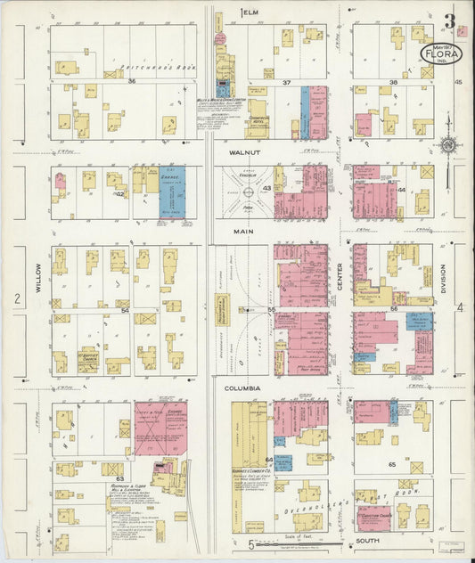 Sanborn Fire Insurance Map from Flora, Carroll County, Indiana (1917), Sheet #0003 - Historic Sanborn Fire Insurance Map Print, vintage old map wall art, antique decor, genealogy gift, Indiana Indiana map