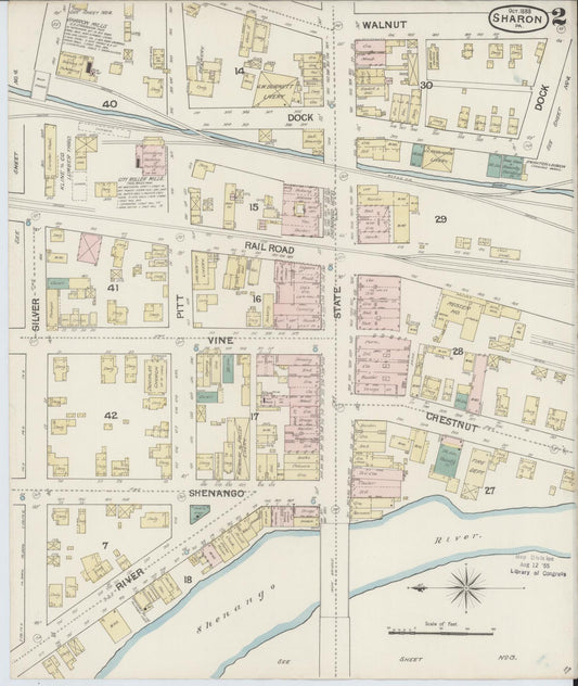 Sanborn Fire Insurance Map from Sharon, Mercer County, Pennsylvania (1888), Sheet #0002 - Historic Sanborn Fire Insurance Map Print, vintage old map wall art, antique decor, genealogy gift, Pennsylvania Pennsylvania map