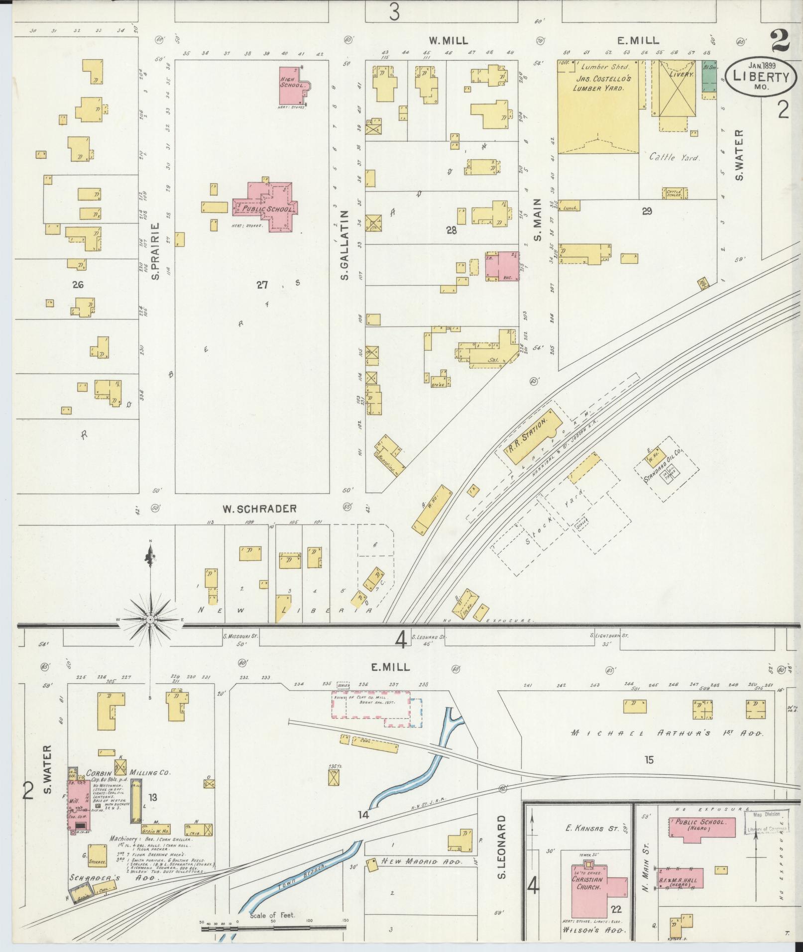 Sanborn Fire Insurance Map from Liberty, Clay County, Missouri (1899), Sheet #0002 - Complete Map Set gallery image, historic Sanborn map, vintage wall art, Missouri Missouri
