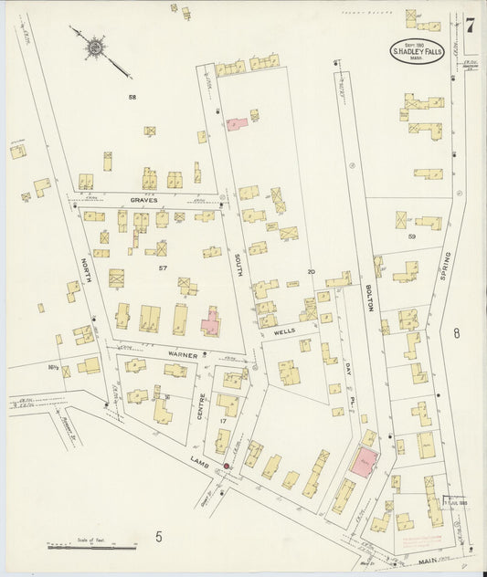 Sanborn Fire Insurance Map from South Hadley Falls, Hampshire County, Massachusetts (1910), Sheet #0007 - Historic Sanborn Fire Insurance Map Print, vintage old map wall art, antique decor, genealogy gift, Massachusetts Massachusetts map