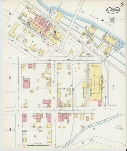 Sanborn Fire Insurance Map from Beaver Falls, Beaver County, Pennsylvania (1896), Sheet #0003 - Complete Map Set gallery image, historic Sanborn map, vintage wall art, Pennsylvania Pennsylvania