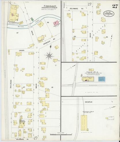 Sanborn Fire Insurance Map from Corning, Steuben County, New York (1908), Sheet #0027 - Complete Map Set gallery image, historic Sanborn map, vintage wall art, New York New York