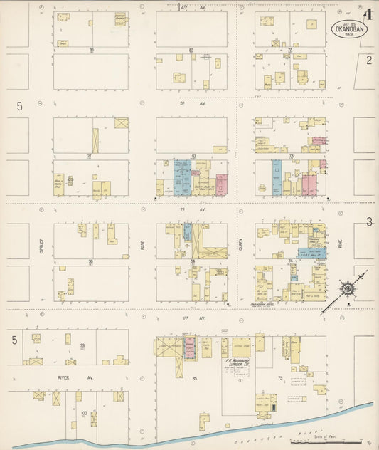 Sanborn Fire Insurance Map from Okanogan, Okanogan County, Washington (1915), Sheet #0004 - Historic Sanborn Fire Insurance Map Print, vintage old map wall art, antique decor, genealogy gift, Washington Washington map