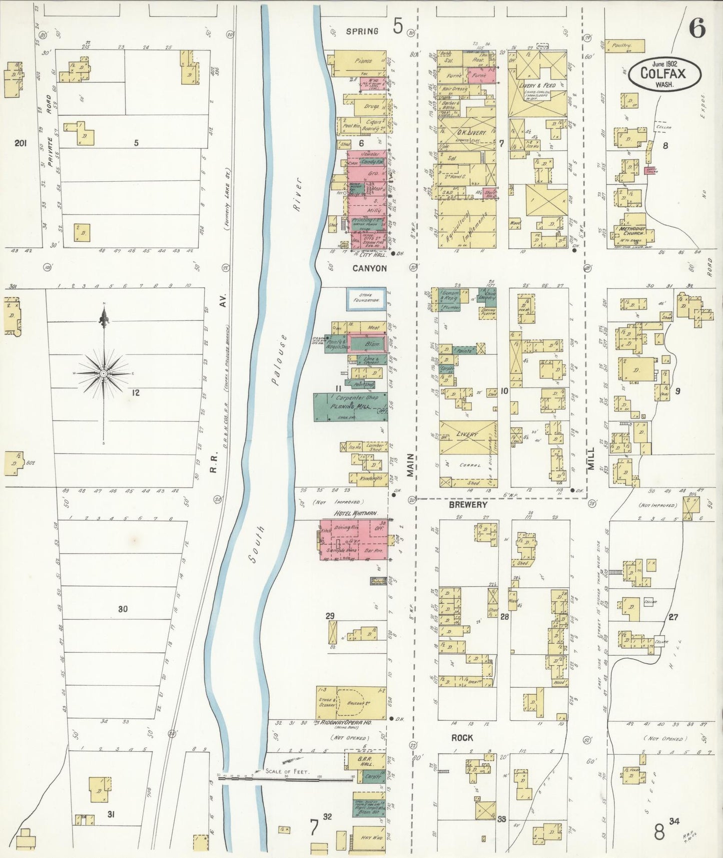 Sanborn Fire Insurance Map from Colfax, Whitman County, Washington (1902), Sheet #0006 - Complete Map Set gallery image, historic Sanborn map, vintage wall art, Washington Washington
