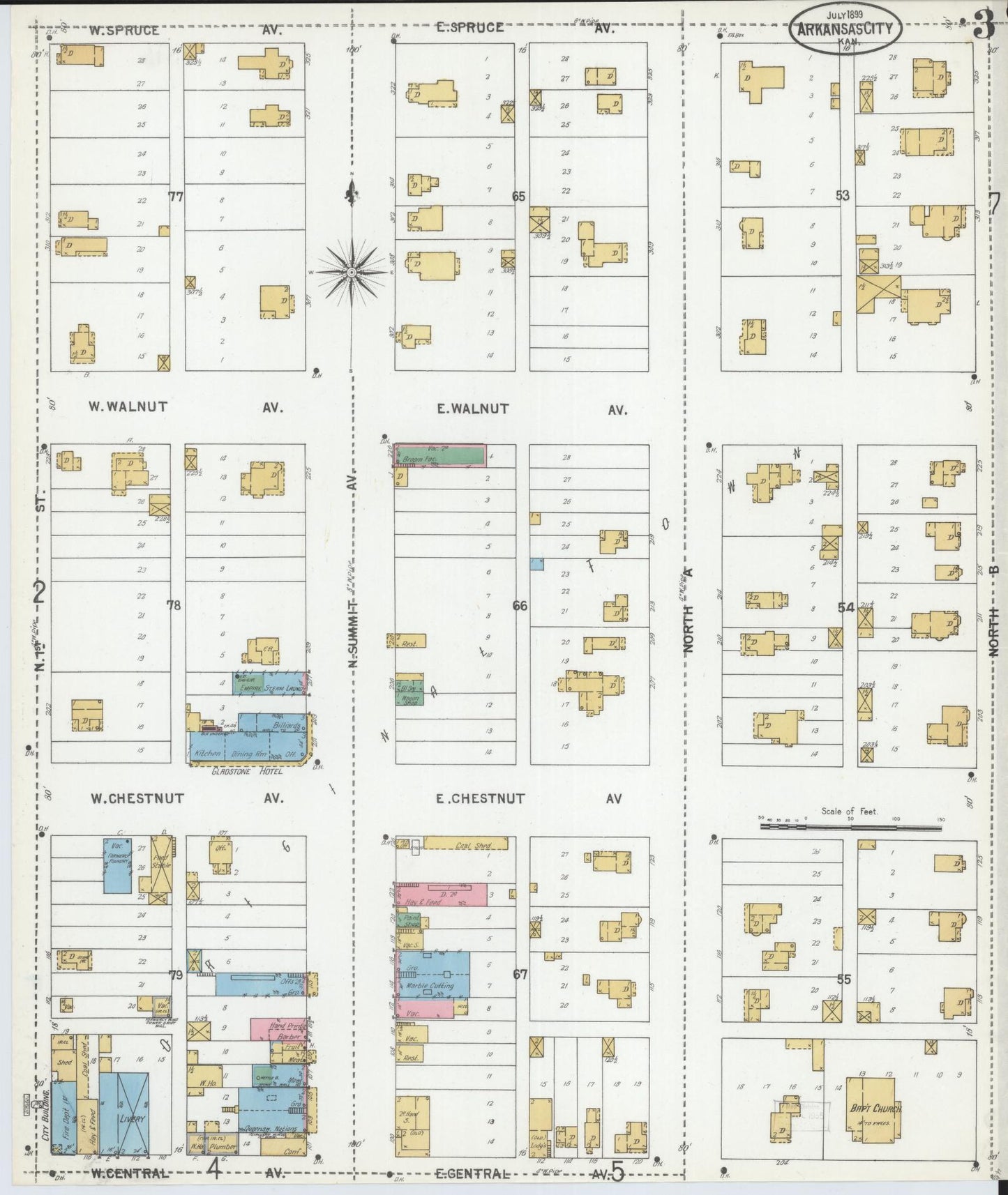 Sanborn Fire Insurance Map from Arkansas City, Cowley County, Kansas (1899), Sheet #0003 - Complete Map Set gallery image, historic Sanborn map, vintage wall art, Arkansas Arkansas