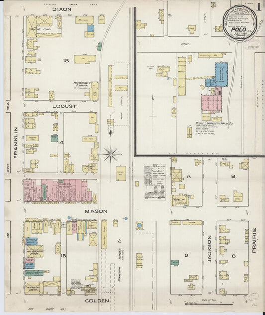 Sanborn Fire Insurance Map from Polo, Ogle County, Illinois (1885), Sheet #0001 - Historic Sanborn Fire Insurance Map Print, vintage old map wall art, antique decor, genealogy gift, Illinois Illinois map
