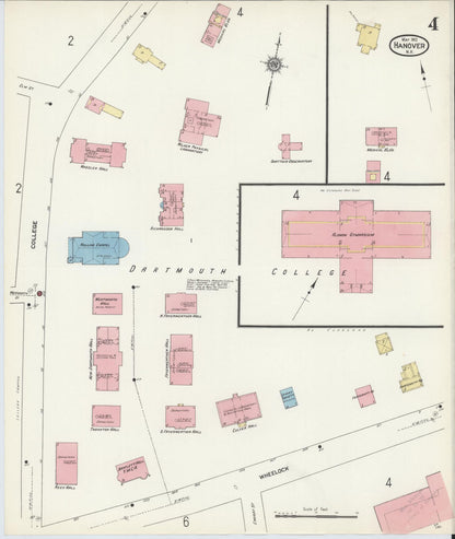 Sanborn Fire Insurance Map from Hanover, Grafton County, New Hampshire (1912), Sheet #0004 - Complete Map Set gallery image, historic Sanborn map, vintage wall art, New Hampshire New Hampshire