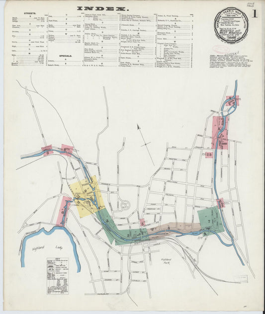 Sanborn Fire Insurance Map from Winsted, Litchfield County, Connecticut (1892), Sheet #0001 - Historic Sanborn Fire Insurance Map Print, vintage old map wall art, antique decor, genealogy gift, Connecticut Connecticut map