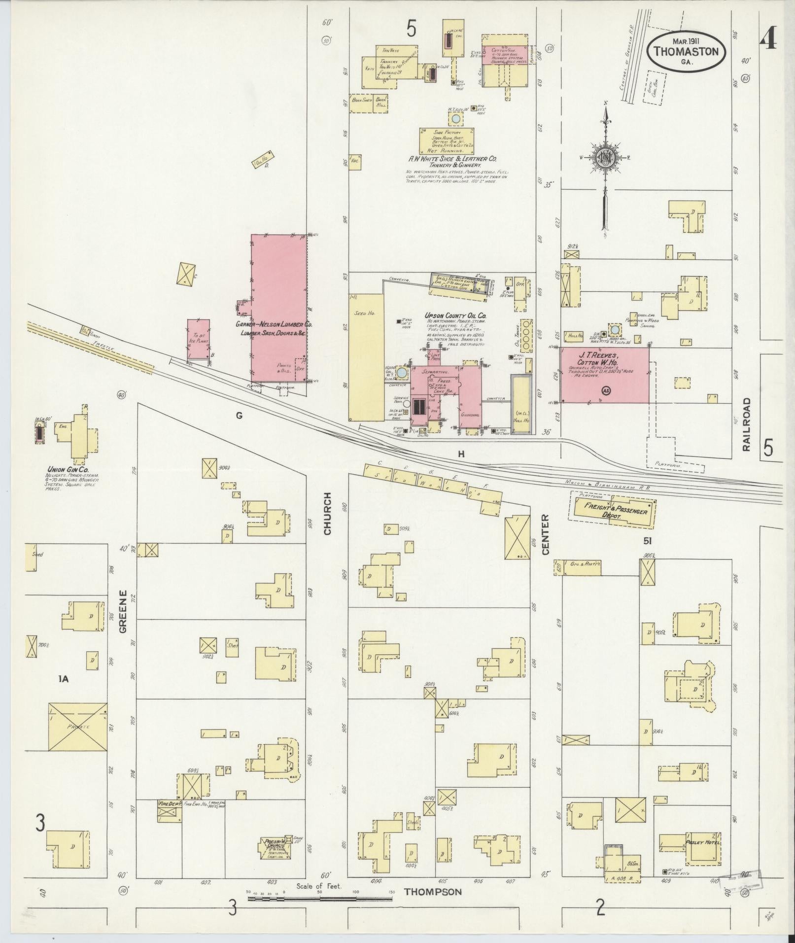 Sanborn Fire Insurance Map from Thomaston, Upson County, Georgia (1911), Sheet #0004 - Complete Map Set gallery image, historic Sanborn map, vintage wall art, Georgia Georgia