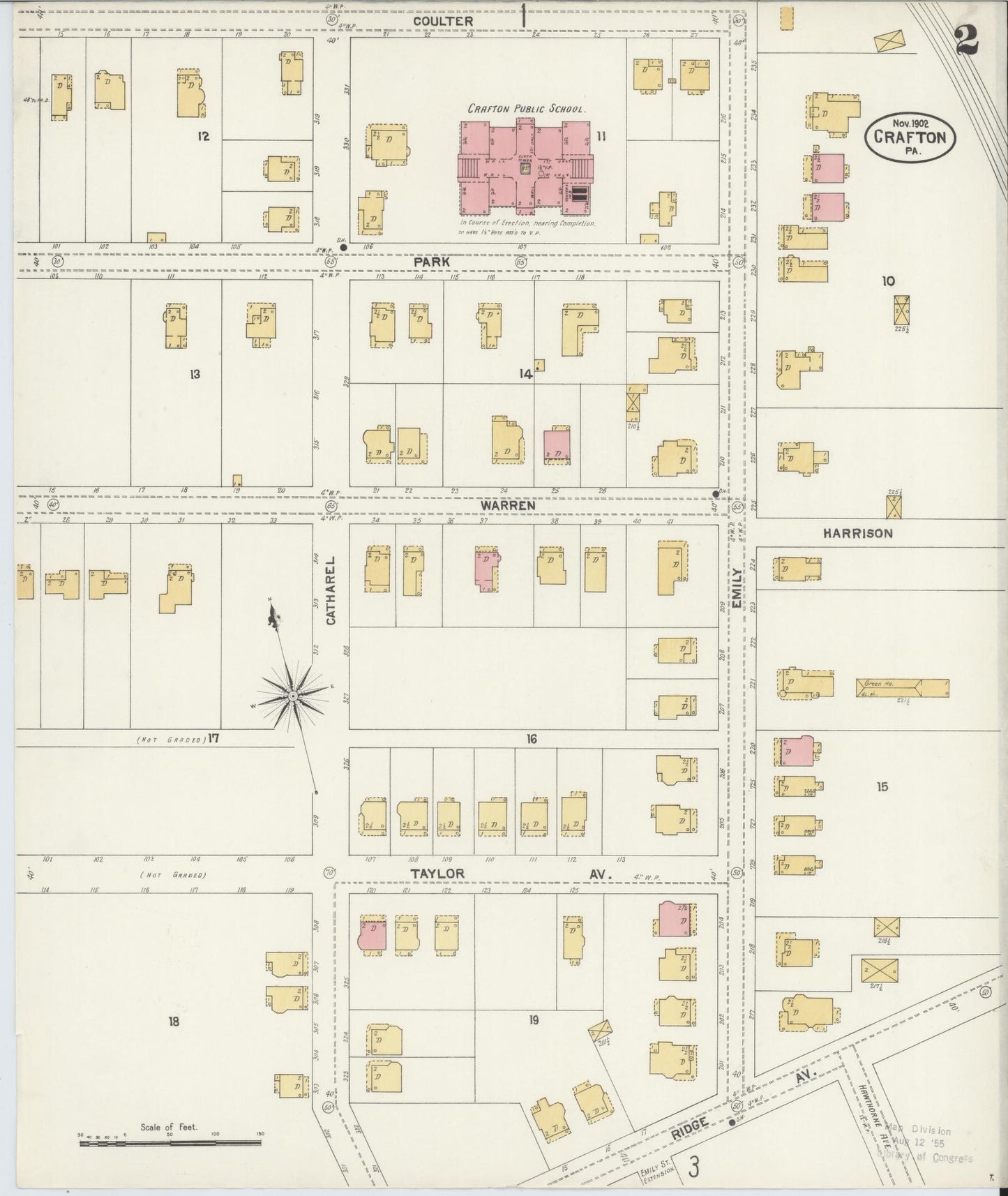 Sanborn Fire Insurance Map from Crafton, Allegheny County, Pennsylvania (1902), Sheet #0002 - Historic Sanborn Fire Insurance Map Print, vintage old map wall art, antique decor, genealogy gift, Pennsylvania Pennsylvania map