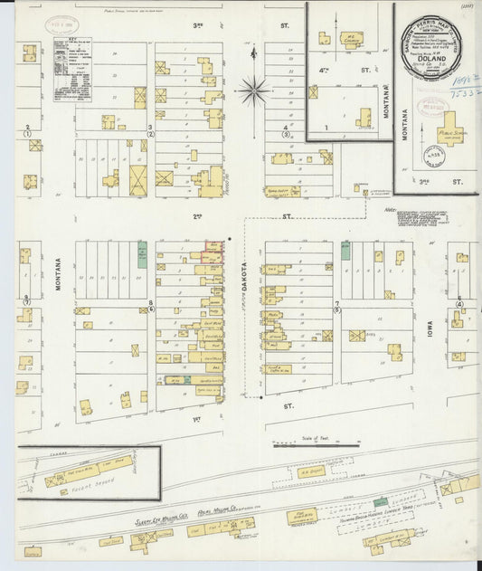 Sanborn Fire Insurance Map from Doland, Spink County, South Dakota (1898), Sheet #0001 - Historic Sanborn Fire Insurance Map Print, vintage old map wall art, antique decor, genealogy gift, South Dakota South Dakota map
