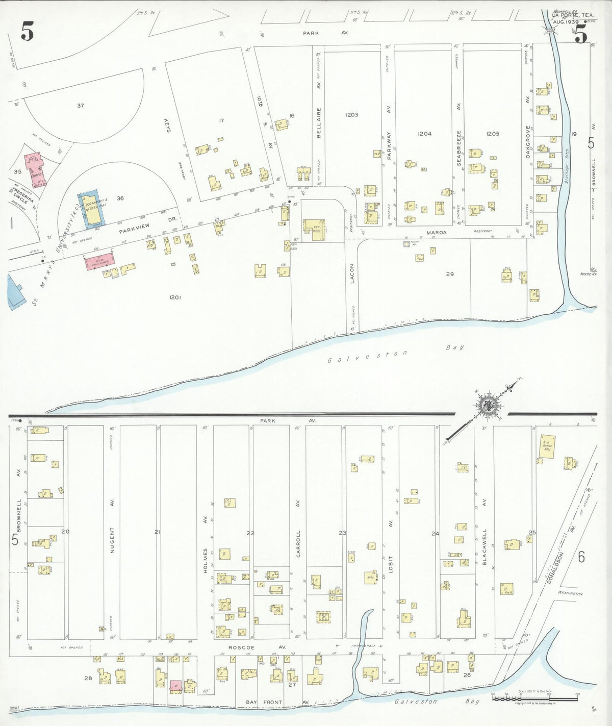 Sanborn Fire Insurance Map from La Porte, Harris County, Texas (1939), Sheet #0005 - Complete Map Set gallery image, historic Sanborn map, vintage wall art, Texas Texas