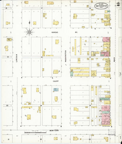 Sanborn Fire Insurance Map from Smith Center, Smith County, Kansas (1899), Sheet #0002 - Complete Map Set gallery image, historic Sanborn map, vintage wall art, Kansas Kansas