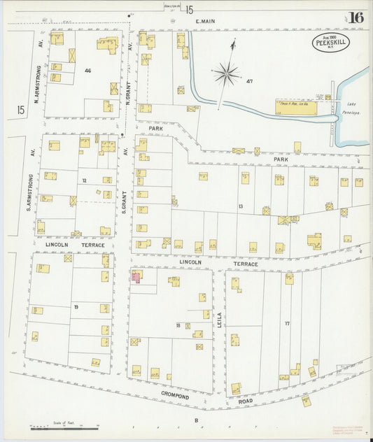 Sanborn Fire Insurance Map from Peekskill, Westchester County, New York (1900), Sheet #0016 - Historic Sanborn Fire Insurance Map Print, vintage old map wall art, antique decor, genealogy gift, New York New York map
