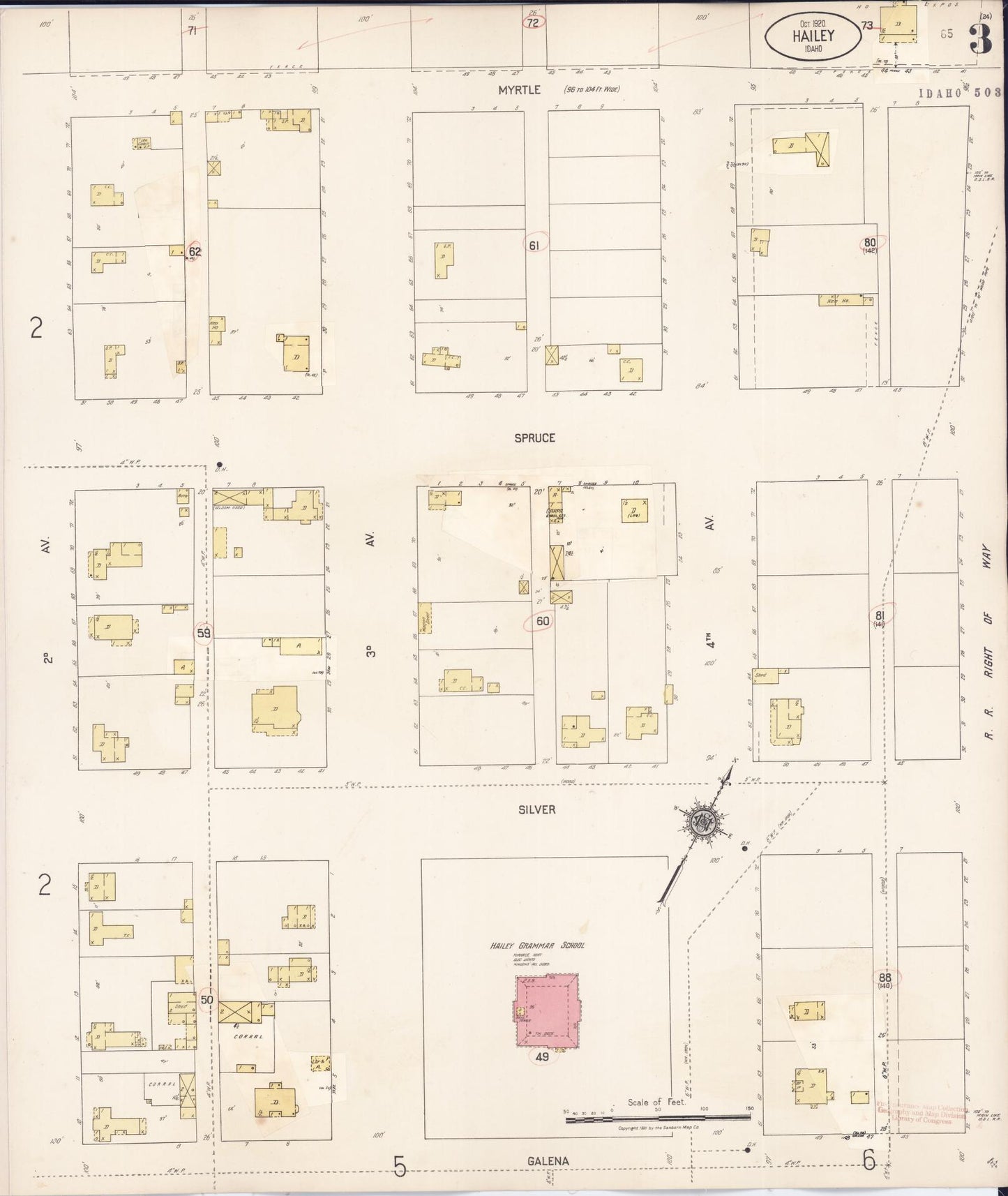 Sanborn Fire Insurance Map from Hailey, Blaine County, Idaho (1931), Sheet #0003 - Complete Map Set gallery image, historic Sanborn map, vintage wall art, Idaho Idaho