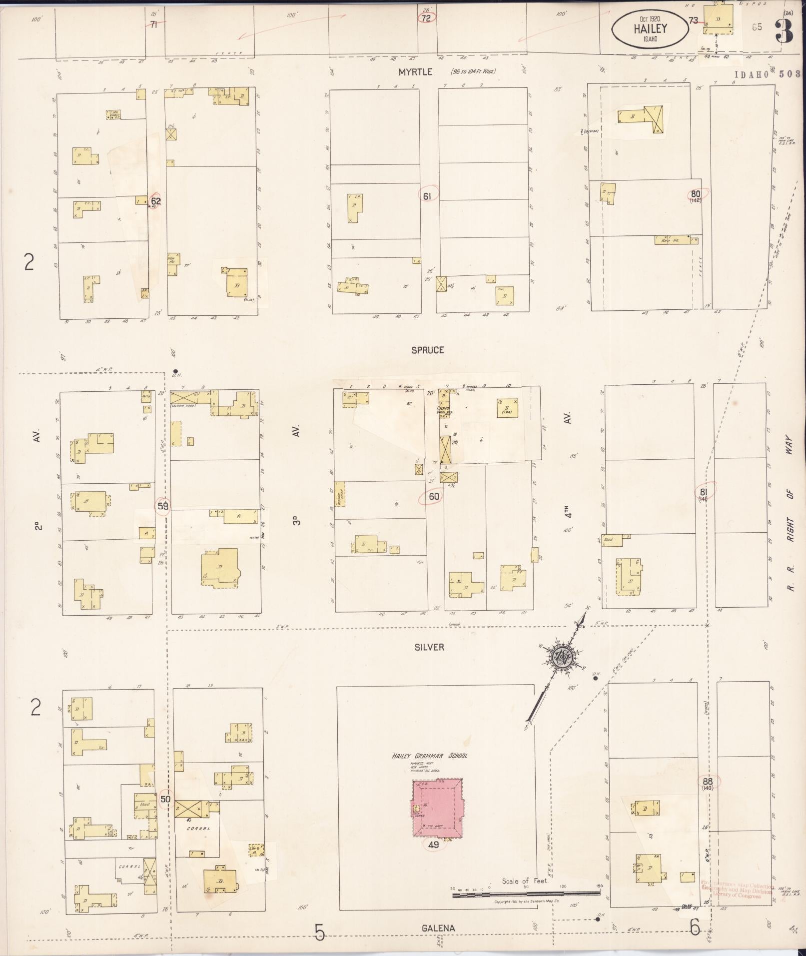 Sanborn Fire Insurance Map from Hailey, Blaine County, Idaho (1931), Sheet #0003 - Complete Map Set gallery image, historic Sanborn map, vintage wall art, Idaho Idaho