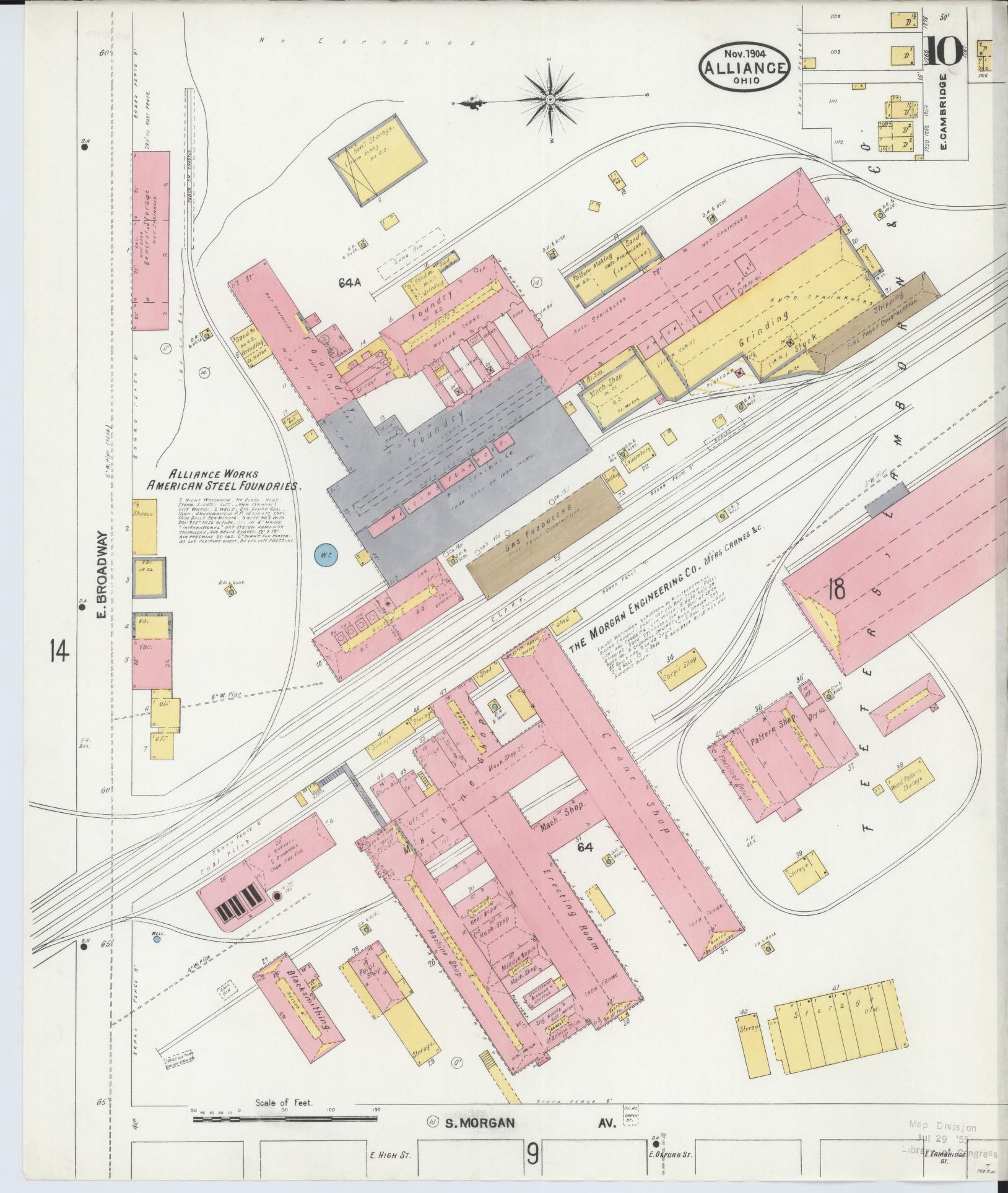 Sanborn Fire Insurance Map from Alliance, Stark County, Ohio (1904), Sheet #0010 - Historic Sanborn Fire Insurance Map Print, vintage old map wall art, antique decor, genealogy gift, Ohio Ohio map