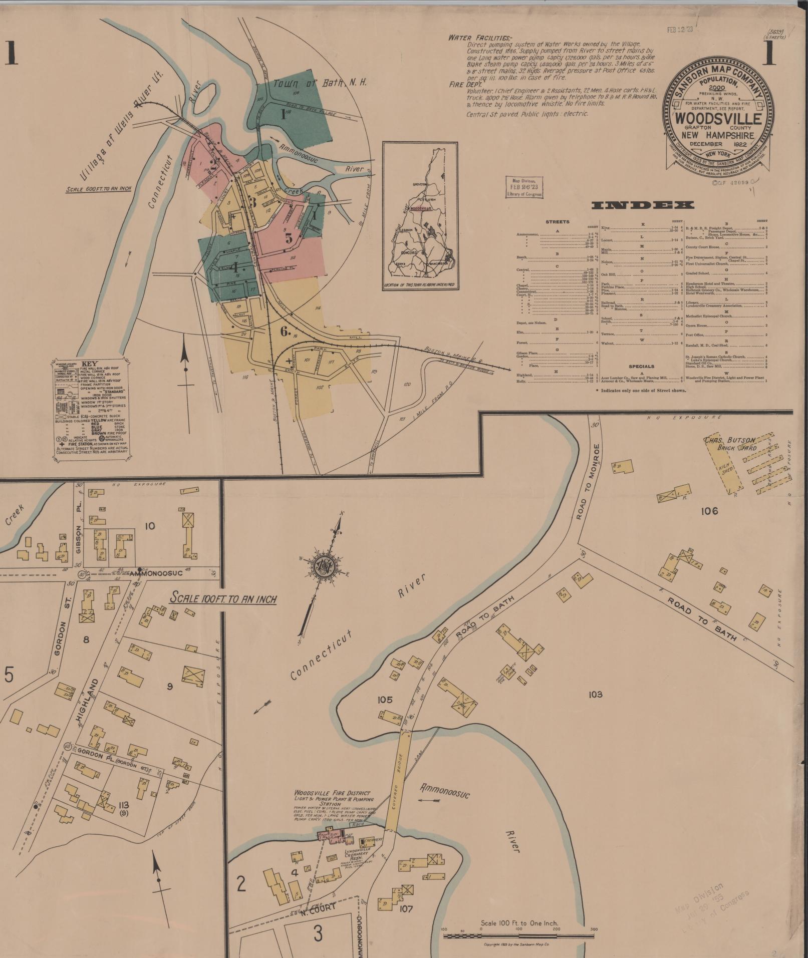 Sanborn Fire Insurance Map from Woodsville, Grafton County, New Hampshire. (1922) – Historic Sanborn Fire Insurance Map Print