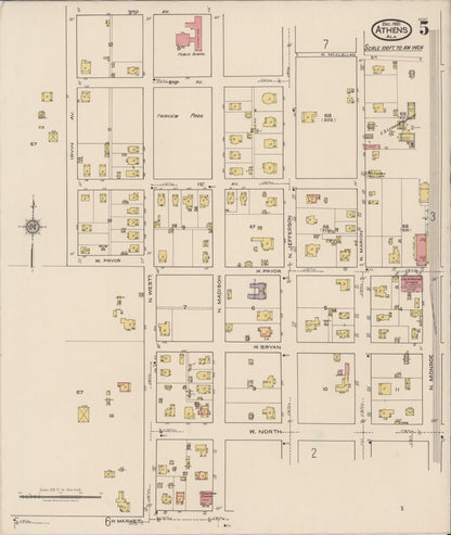 Sanborn Fire Insurance Map from Athens, Limestone County, Alabama (1921), Sheet #0005 - Complete Map Set gallery image, historic Sanborn map, vintage wall art, Alabama Alabama