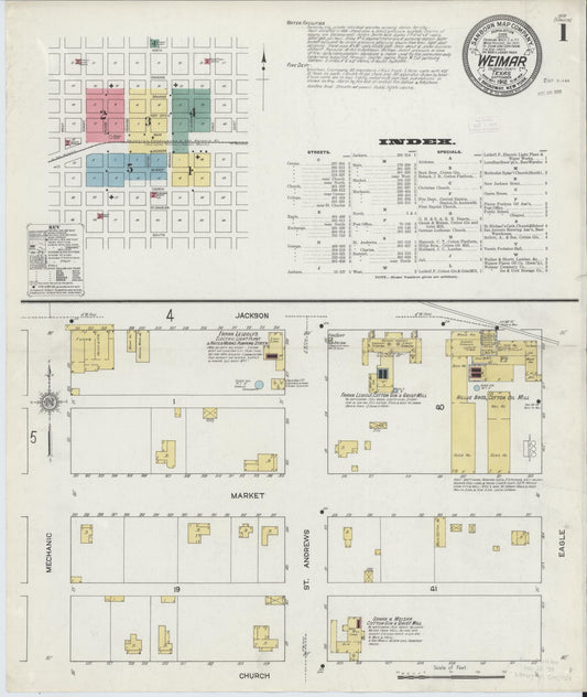 Sanborn Fire Insurance Map from Weimar, Colorado County, Texas. (1912) – Historic Sanborn Fire Insurance Map Print