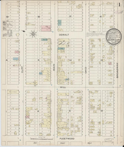 Sanborn Fire Insurance Map from Silver Cliff, Custer County, Colorado (1886), Sheet #0001 - Complete Map Set gallery image, historic Sanborn map, vintage wall art, Colorado Colorado
