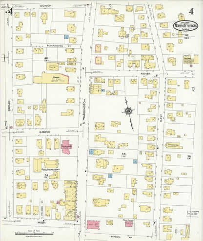 Sanborn Fire Insurance Map from North Attleborough, Bristol County, Massachusetts (1924), Sheet #0004 - Complete Map Set gallery image, historic Sanborn map, vintage wall art, Massachusetts Massachusetts