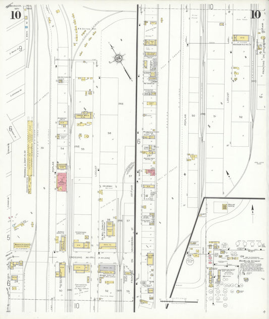 Sanborn Fire Insurance Map from Borger, Hutchinson County, Texas (1933), Sheet #0010 - Historic Sanborn Fire Insurance Map Print, vintage old map wall art, antique decor, genealogy gift, Texas Texas map