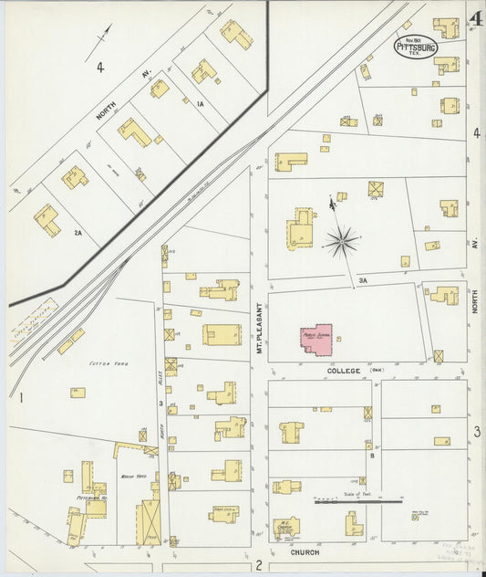 Sanborn Fire Insurance Map from Pittsburg, Camp County, Texas (1901), Sheet #0004 - Historic Sanborn Fire Insurance Map Print, vintage old map wall art, antique decor, genealogy gift, Texas Texas map