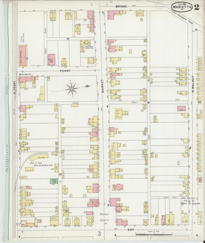 Sanborn Fire Insurance Map from Marietta, Lancaster County, Pennsylvania (1896), Sheet #0002 - Historic Sanborn Fire Insurance Map Print, vintage old map wall art, antique decor, genealogy gift, Pennsylvania Pennsylvania map