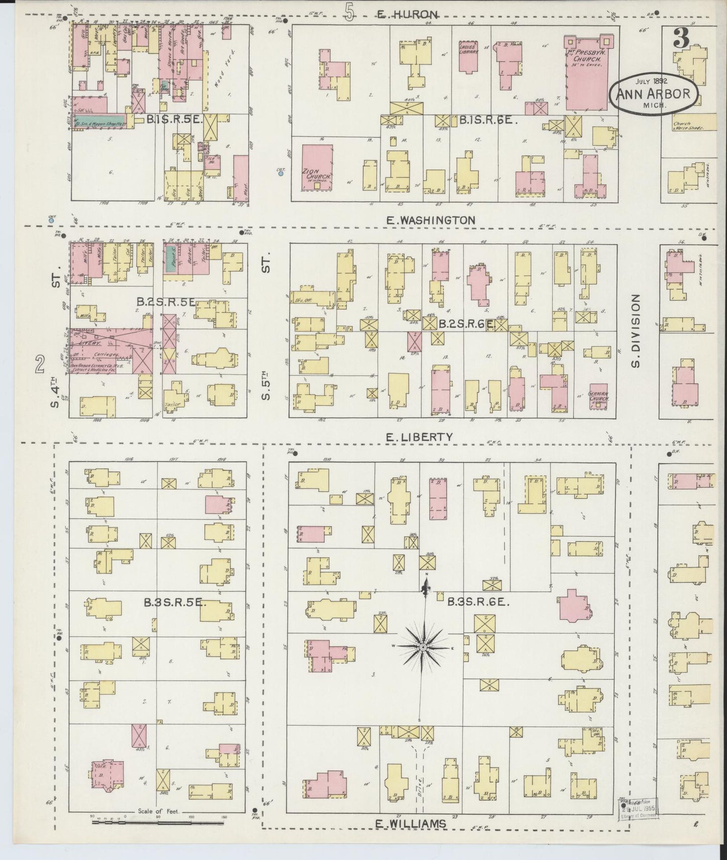 Sanborn Fire Insurance Map from Ann Arbor, Washtenaw County, Michigan (1892), Sheet #0003 - Complete Map Set gallery image, historic Sanborn map, vintage wall art, Michigan Michigan