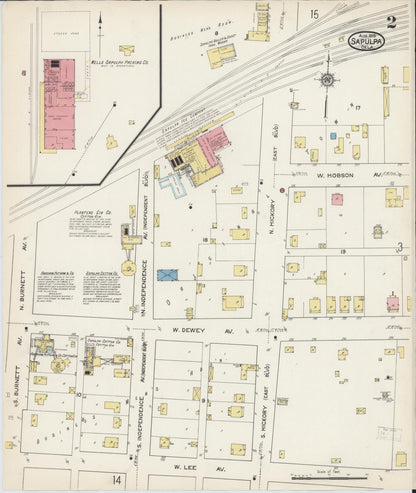 Sanborn Fire Insurance Map from Sapulpa, Creek County, Oklahoma (1915), Sheet #0002 - Complete Map Set gallery image, historic Sanborn map, vintage wall art, Oklahoma Oklahoma