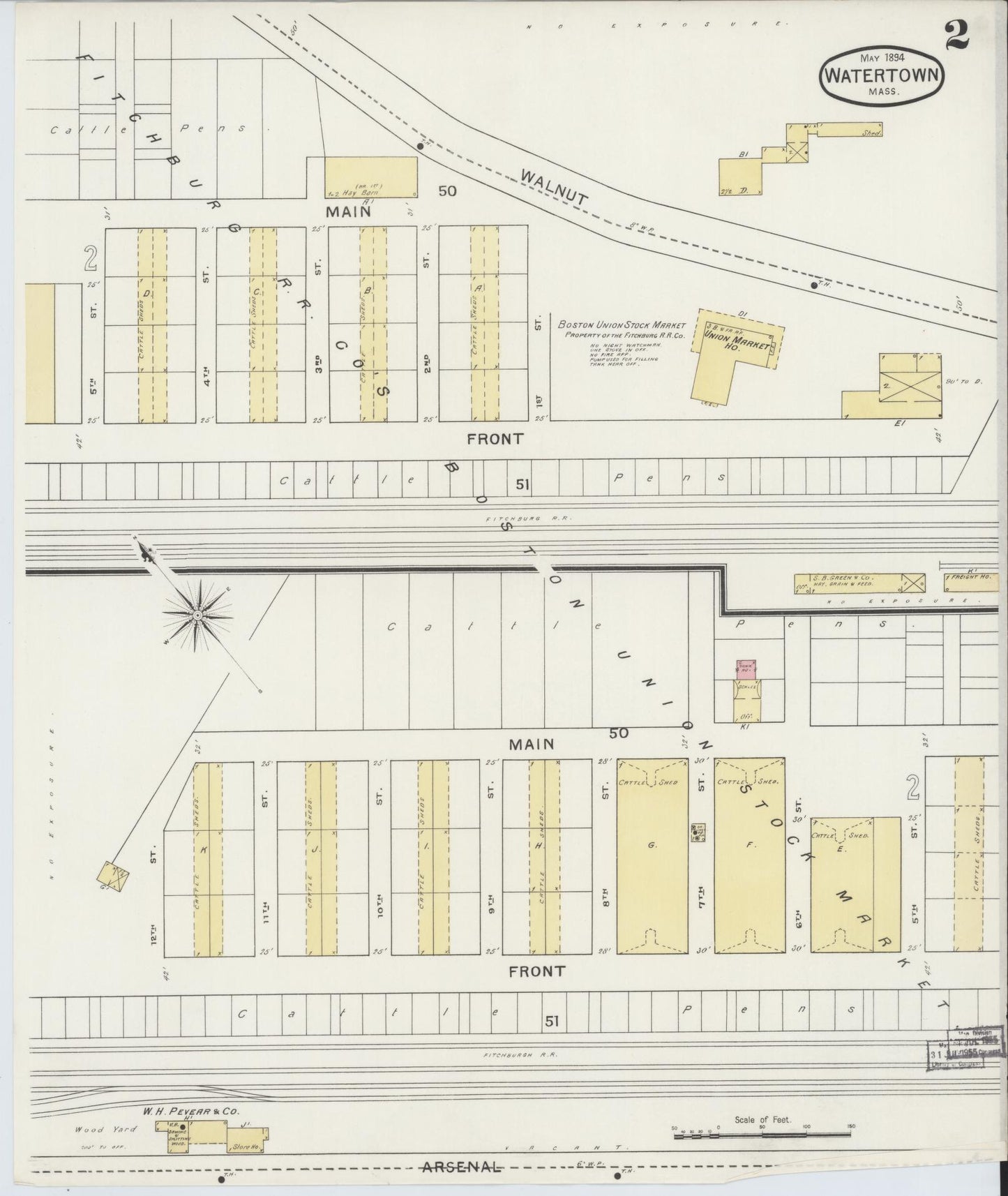Sanborn Fire Insurance Map from Watertown, Middlesex County, Massachusetts (1894), Sheet #0002 - Complete Map Set gallery image, historic Sanborn map, vintage wall art, Massachusetts Massachusetts