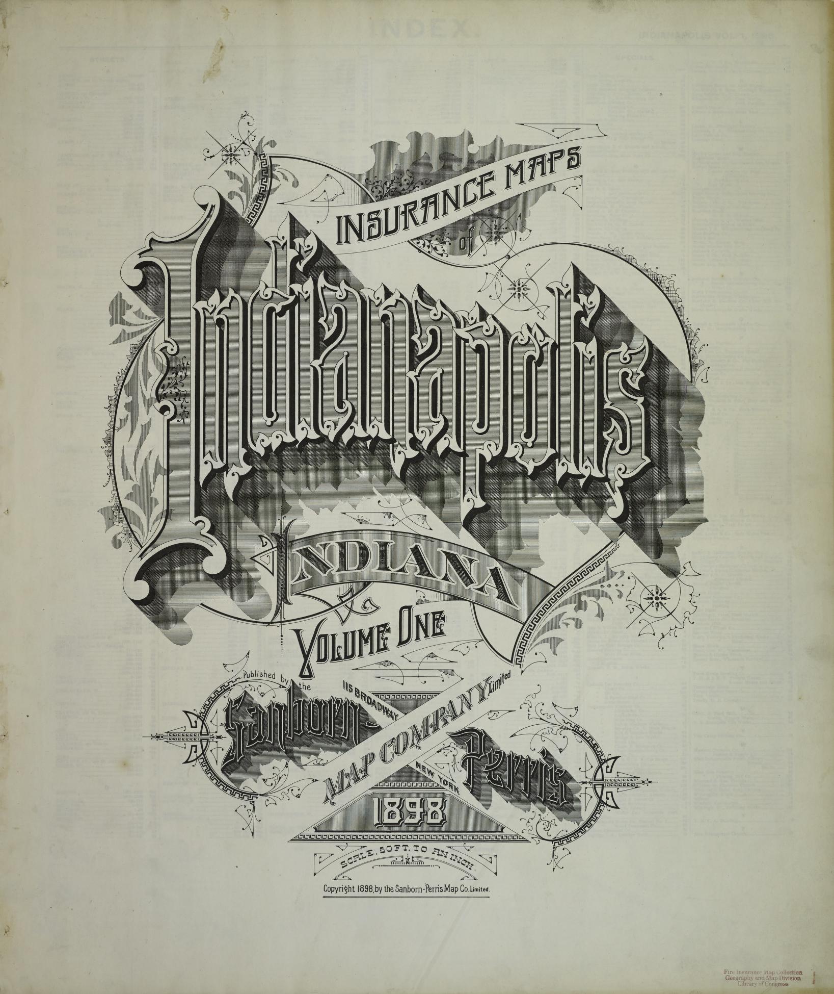 Sanborn Fire Insurance Map from Indianapolis, Marion County, Indiana (1898), Sheet #0001 - Complete Map Set gallery image, historic Sanborn map, vintage wall art, Indiana Indiana