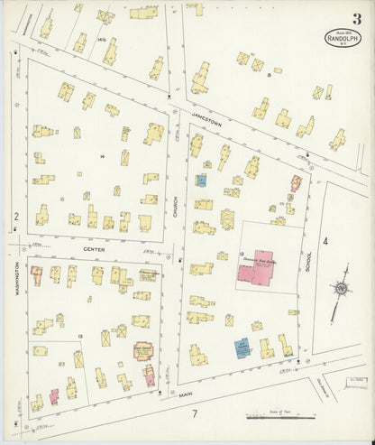 Sanborn Fire Insurance Map from Randolph, Cattaraugus County, New York (1913), Sheet #0003 - Complete Map Set gallery image, historic Sanborn map, vintage wall art, New York New York