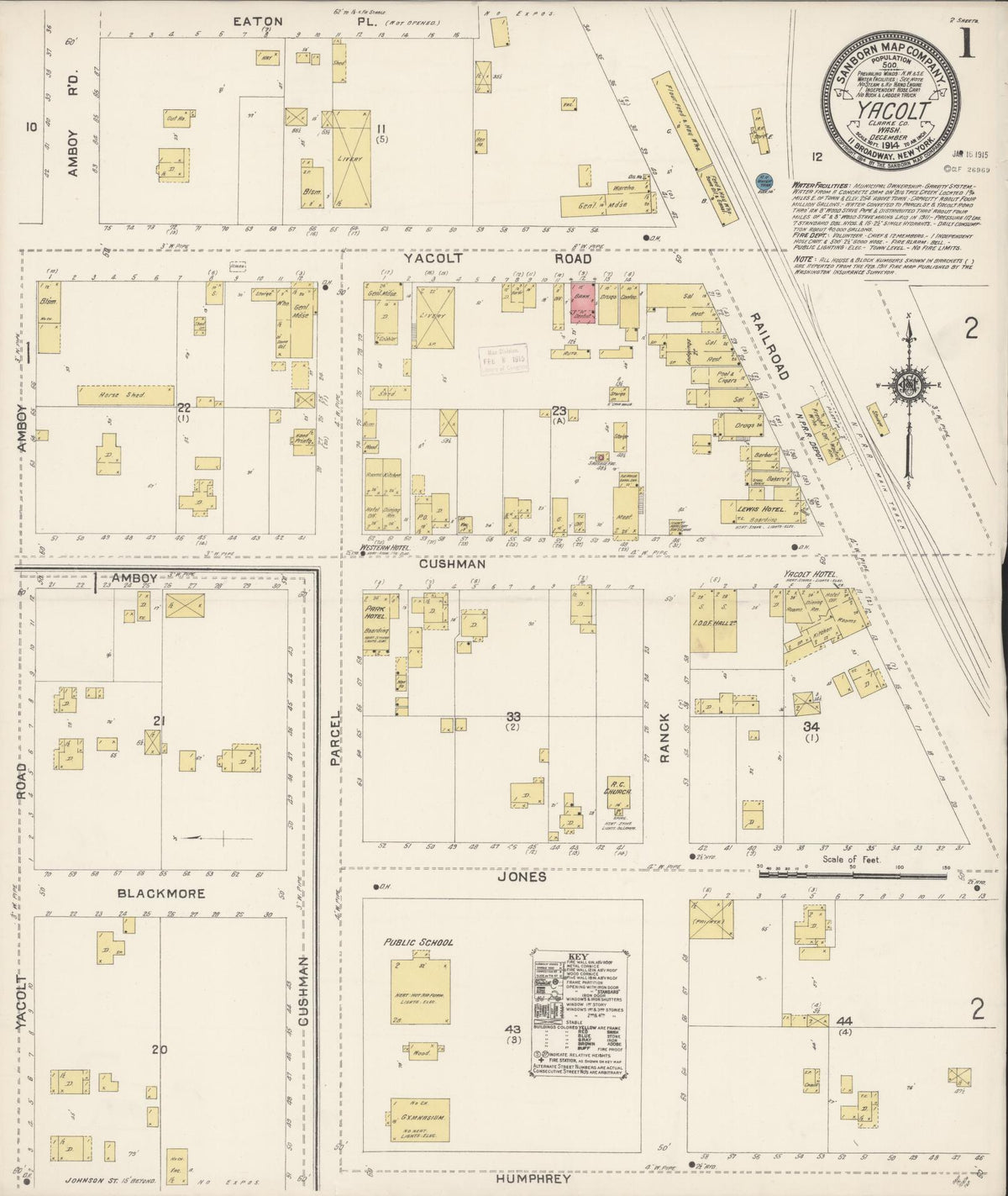 Sanborn Fire Insurance Map from Yacolt, Clark County, Washington (1914), Sheet #0001 - Historic Sanborn Fire Insurance Map Print, vintage old map wall art, antique decor, genealogy gift, Washington Washington map