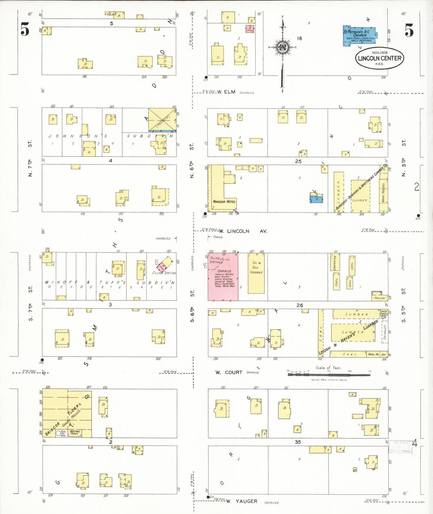 Sanborn Fire Insurance Map from Lincoln, Lincoln County, Kansas (1928), Sheet #0005 - Complete Map Set gallery image, historic Sanborn map, vintage wall art, Kansas Kansas