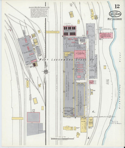 Sanborn Fire Insurance Map from Leechburg, Armstrong County, Pennsylvania (1919), Sheet #0012 - Historic Sanborn Fire Insurance Map Print, vintage old map wall art, antique decor, genealogy gift, Pennsylvania Pennsylvania map