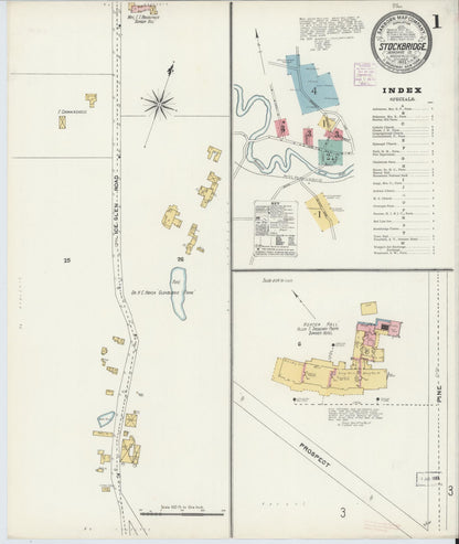 Sanborn Fire Insurance Map from Stockbridge, Berkshire County, Massachusetts (1905), Sheet #0001 - Historic Sanborn Fire Insurance Map Print, vintage old map wall art, antique decor, genealogy gift, Massachusetts Massachusetts map