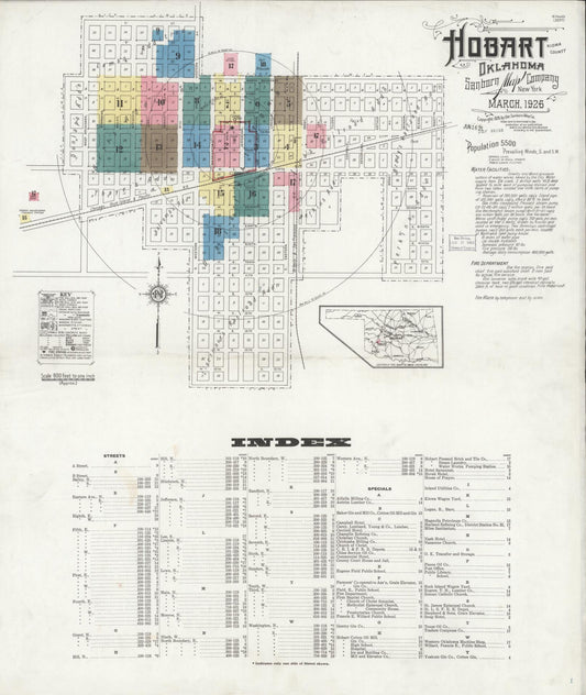 Sanborn Fire Insurance Map from Hobart, Kiowa County, Oklahoma. (1926) – Historic Sanborn Fire Insurance Map Print