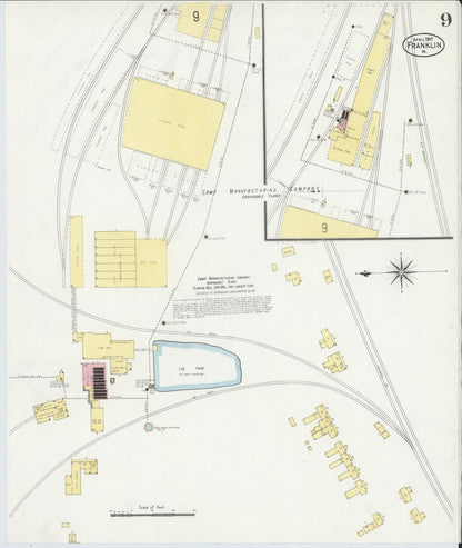 Sanborn Fire Insurance Map from Franklin, Independent Cities, Virginia (1907), Sheet #0009 - Complete Map Set gallery image, historic Sanborn map, vintage wall art, Virginia Virginia