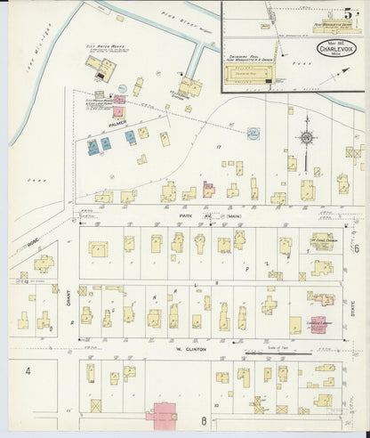 Sanborn Fire Insurance Map from Charlevoix, Charlevoix County, Michigan (1912), Sheet #0005 - Historic Sanborn Fire Insurance Map Print, vintage old map wall art, antique decor, genealogy gift, Michigan Michigan map