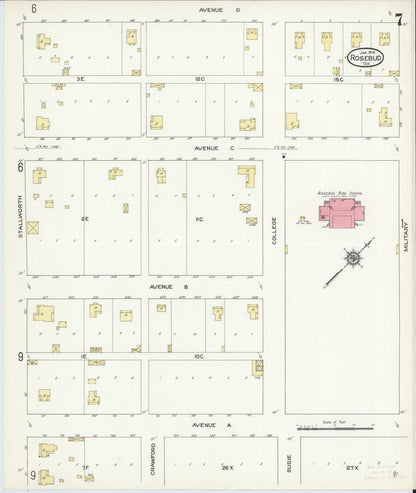 Sanborn Fire Insurance Map from Rosebud, Falls County, Texas (1914), Sheet #0007 - Historic Sanborn Fire Insurance Map Print, vintage old map wall art, antique decor, genealogy gift, Texas Texas map