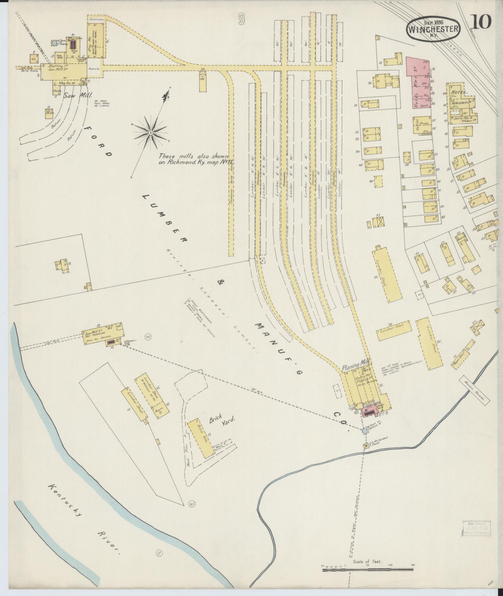 Sanborn Fire Insurance Map from Winchester, Clark County, Kentucky (1895), Sheet #0010 - Complete Map Set gallery image, historic Sanborn map, vintage wall art, Kentucky Kentucky