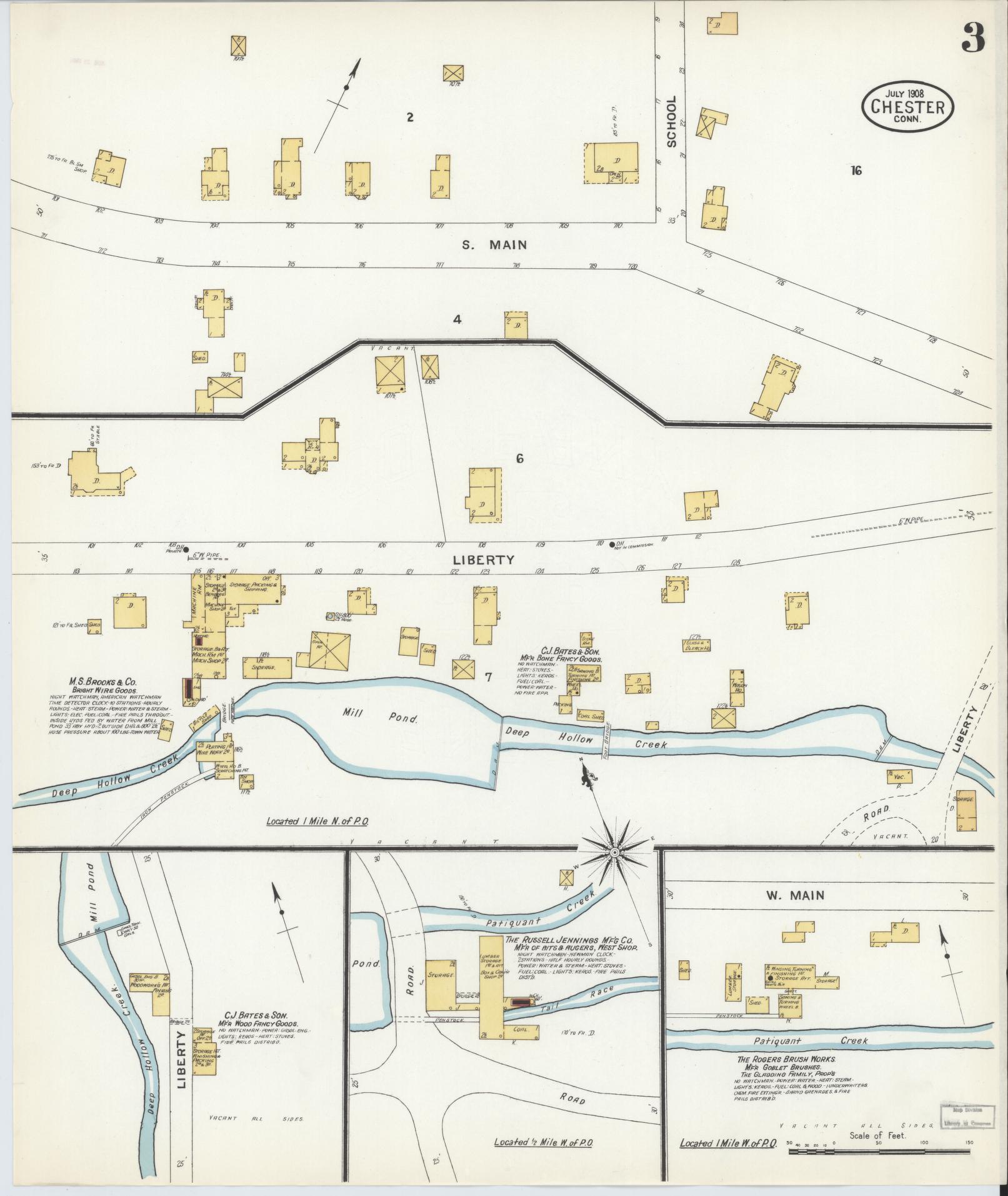 Sanborn Fire Insurance Map from Chester, Middlesex County, Connecticut (1908), Sheet #0003 - Historic Sanborn Fire Insurance Map Print, vintage old map wall art, antique decor, genealogy gift, Connecticut Connecticut map