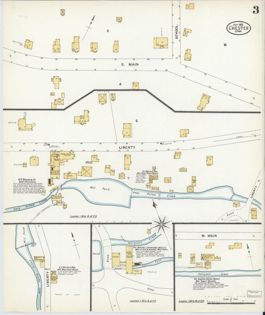 Sanborn Fire Insurance Map from Chester, Middlesex County, Connecticut (1908), Sheet #0003 - Historic Sanborn Fire Insurance Map Print, vintage old map wall art, antique decor, genealogy gift, Connecticut Connecticut map