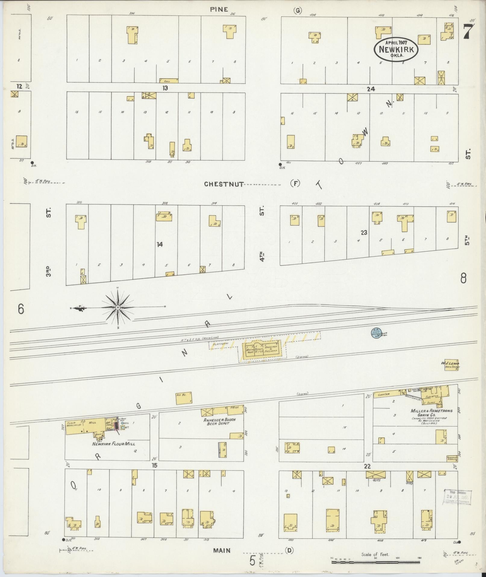 Sanborn Fire Insurance Map from Newkirk, Kay County, Oklahoma (1907), Sheet #0007 - Complete Map Set gallery image, historic Sanborn map, vintage wall art, Oklahoma Oklahoma