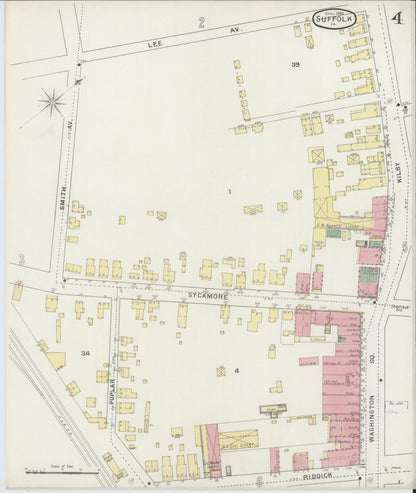 Sanborn Fire Insurance Map from Suffolk, Independent Cities, Virginia (1894), Sheet #0004 - Historic Sanborn Fire Insurance Map Print, vintage old map wall art, antique decor, genealogy gift, Virginia Virginia map